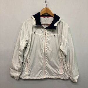 LL Bean Women Full Zip Hooded Windbreaker Jacket Size Large White M193 -4